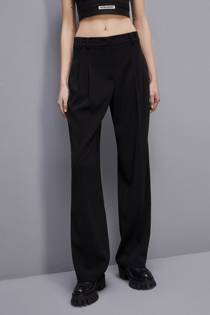 Patrizia Pepe Essential Crepe Pants Mustat | IWD529104