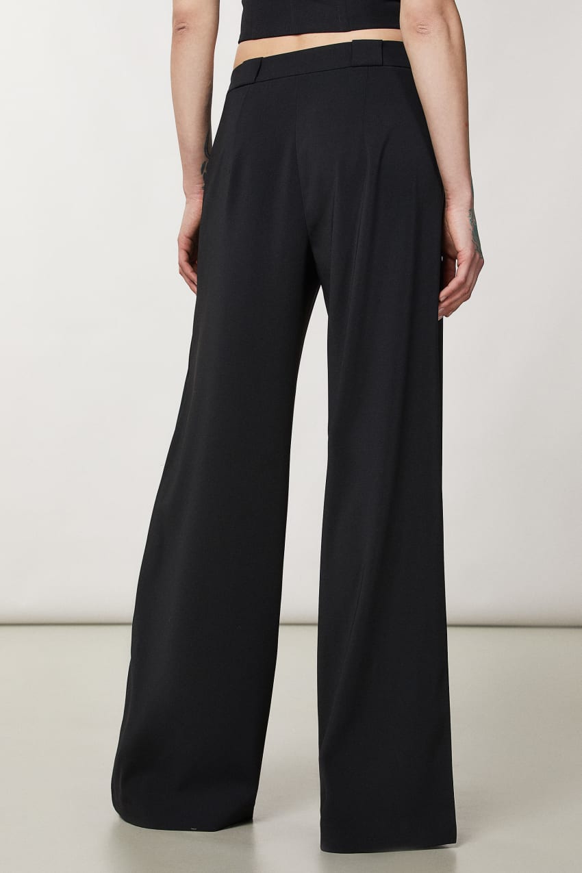 Patrizia Pepe Essential Palazzo Pants Mustat | PAZ581067