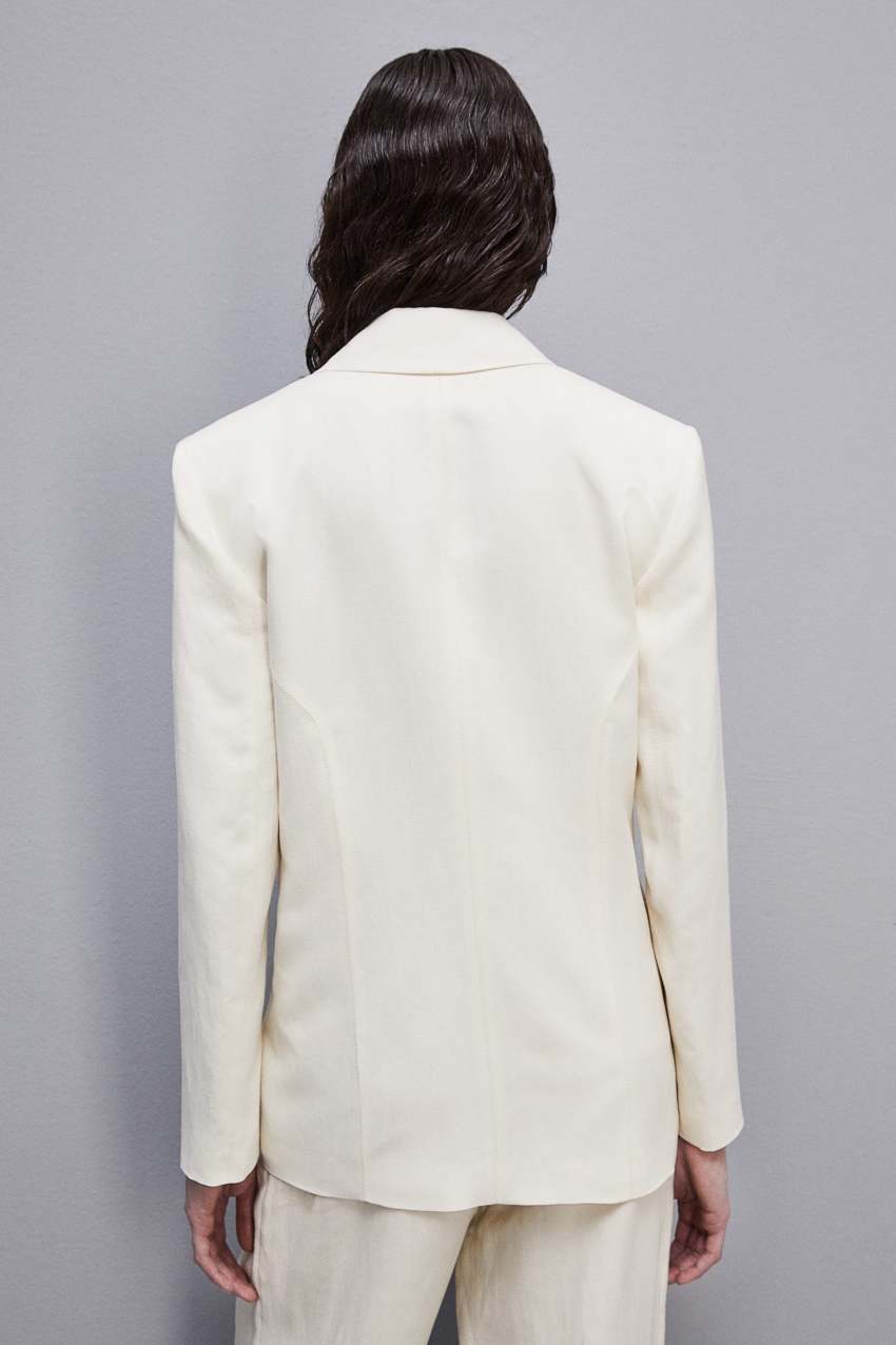 Patrizia Pepe Essential Viscose And Linen Jacket Valkoinen | FGP037246