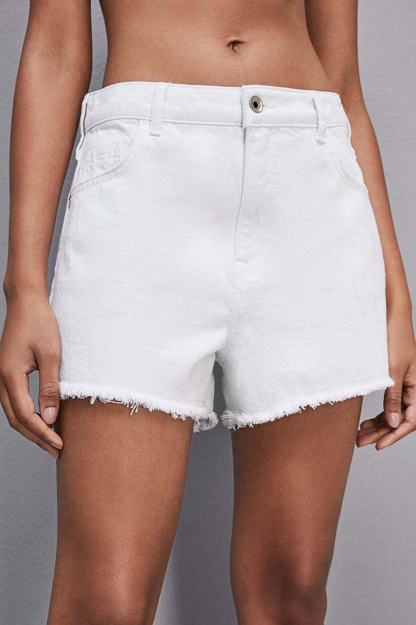 Patrizia Pepe Essential White Bull Denim Shorts Valkoinen | KQG407519