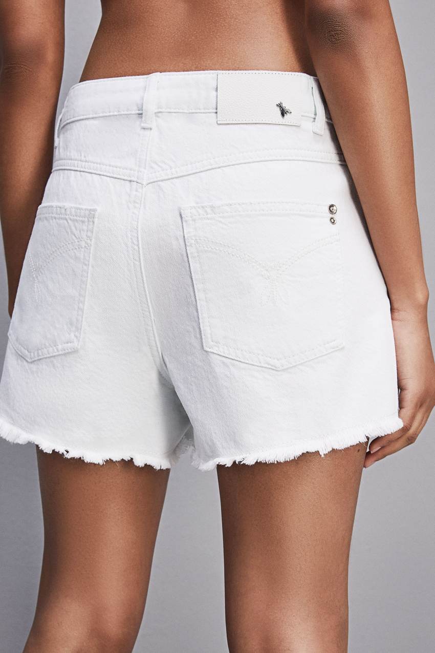 Patrizia Pepe Essential White Bull Denim Shorts Valkoinen | KQG407519