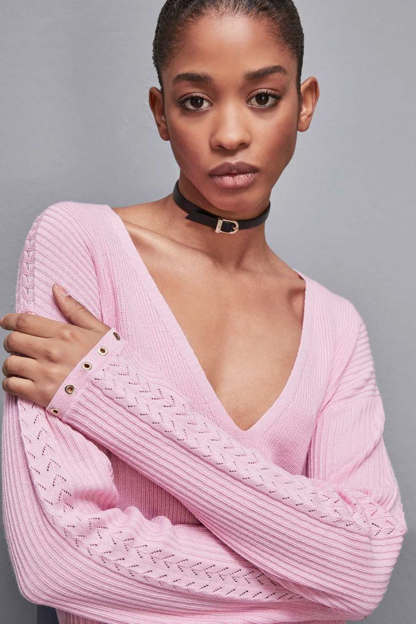 Patrizia Pepe Essential Wool Ribbed Sweater Pinkki | FWP645912