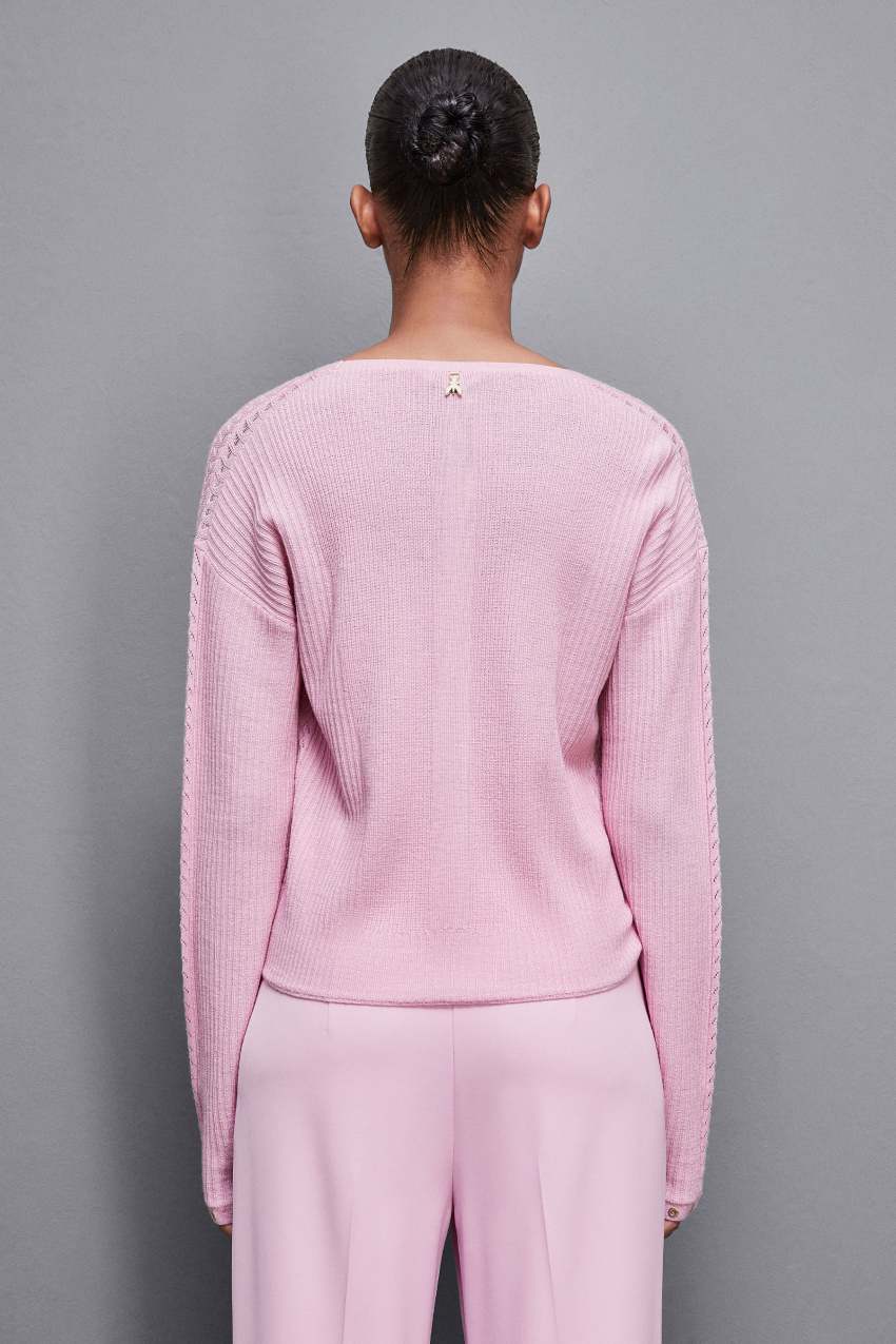 Patrizia Pepe Essential Wool Ribbed Sweater Pinkki | FWP645912