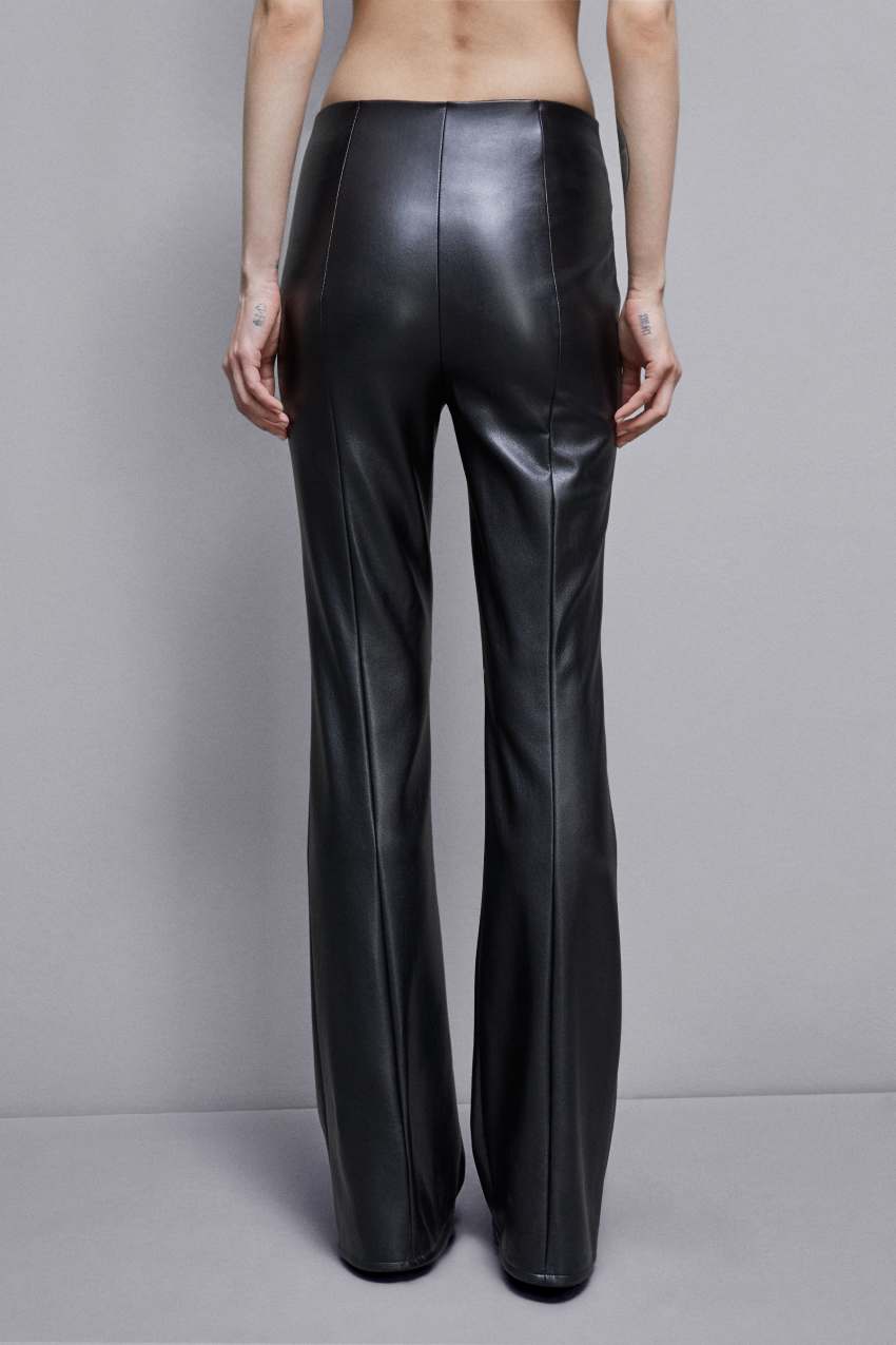 Patrizia Pepe Faux Leather High-waisted Flared Pants Mustat | MVH725431