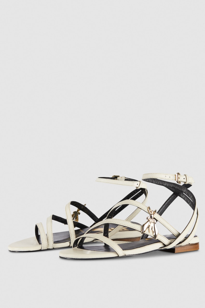 Patrizia Pepe Flat Leather Sandals Beige | JOY823614