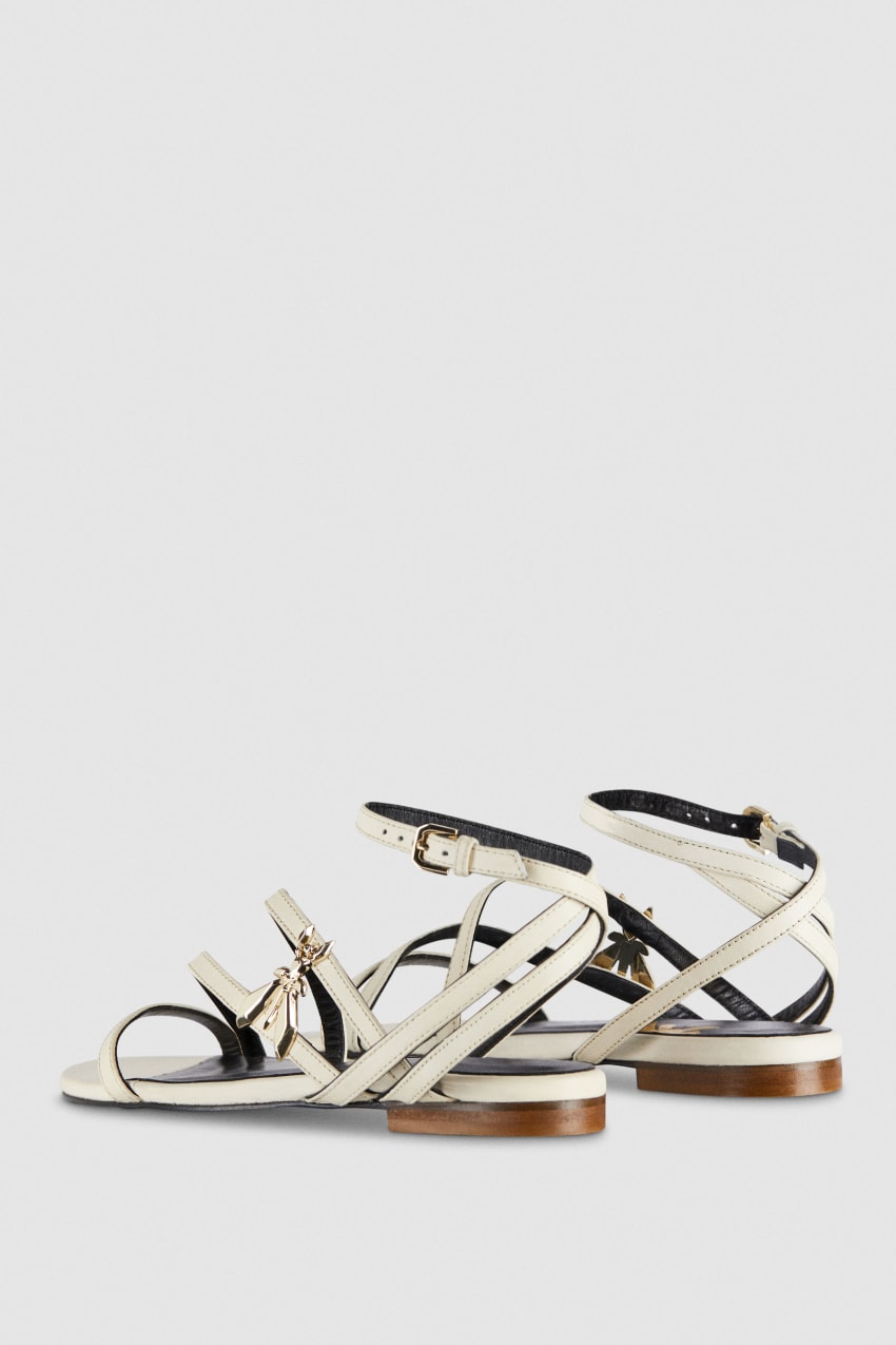 Patrizia Pepe Flat Leather Sandals Beige | JOY823614