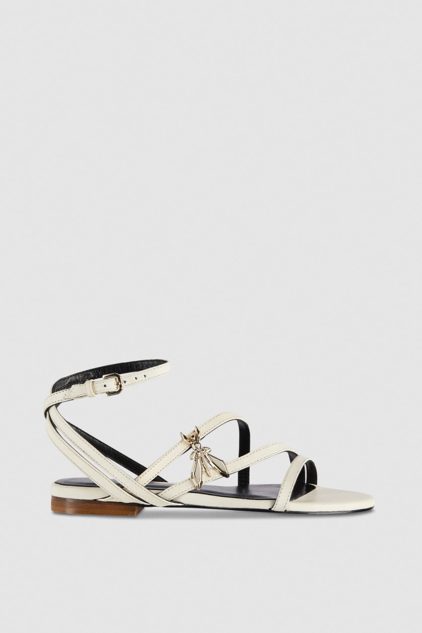 Patrizia Pepe Flat Leather Sandals Beige | JOY823614