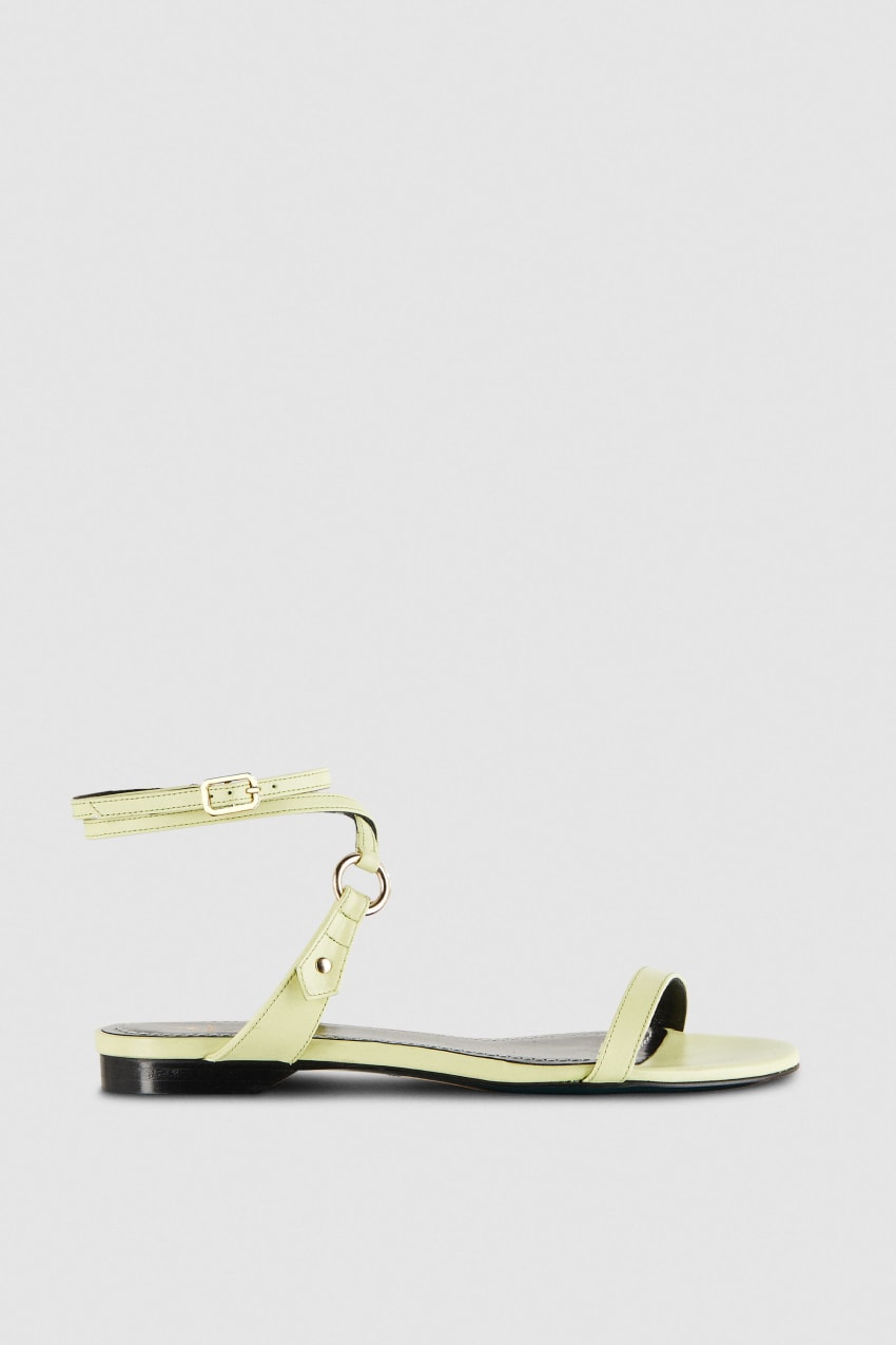 Patrizia Pepe Flat Smooth Leather Sandals Keltainen | PQT764290