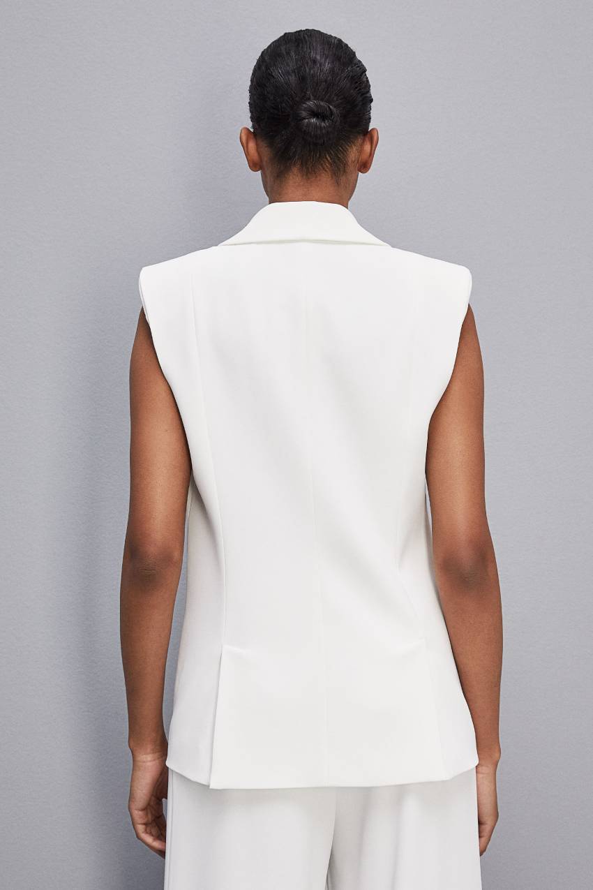 Patrizia Pepe Fluid Twill Sleeveless Vest Valkoinen | ICF067815