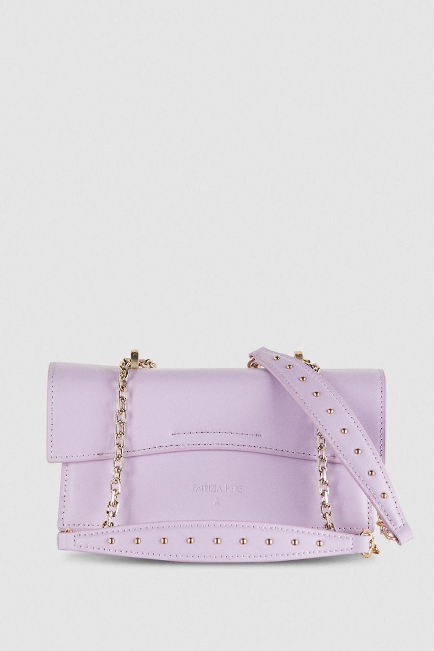 Patrizia Pepe Fly Bamby Leather Shoulder Bag Violetit | DPA269345