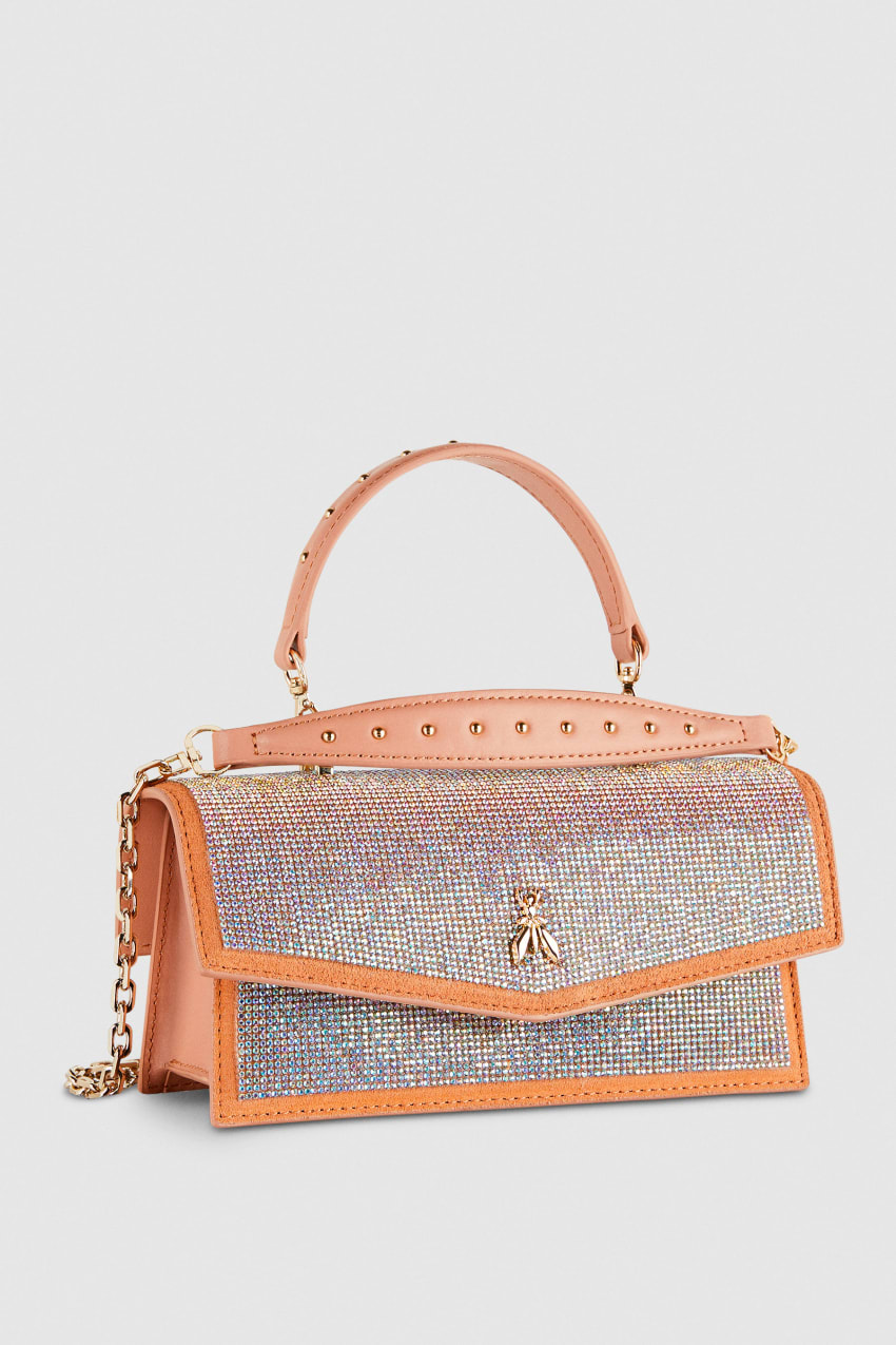 Patrizia Pepe Fly Bamby Shoulder Bag With Rhinestones Pinkki | XST538196