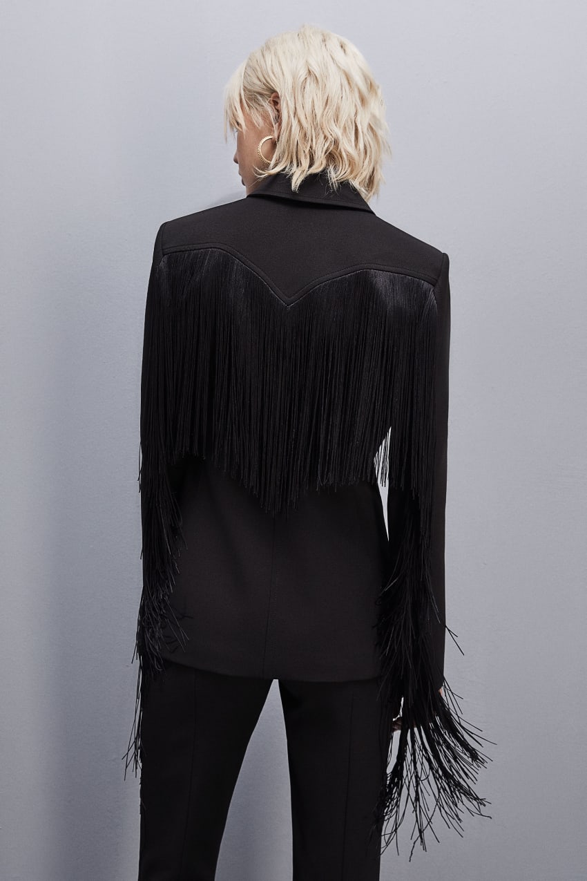 Patrizia Pepe Fringed Jacket Mustat | SFQ702945