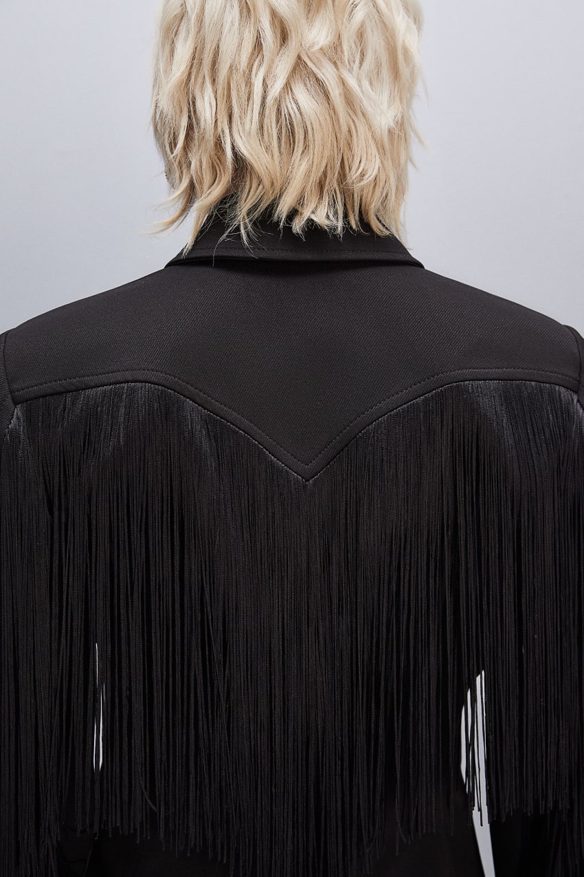 Patrizia Pepe Fringed Jacket Mustat | SFQ702945