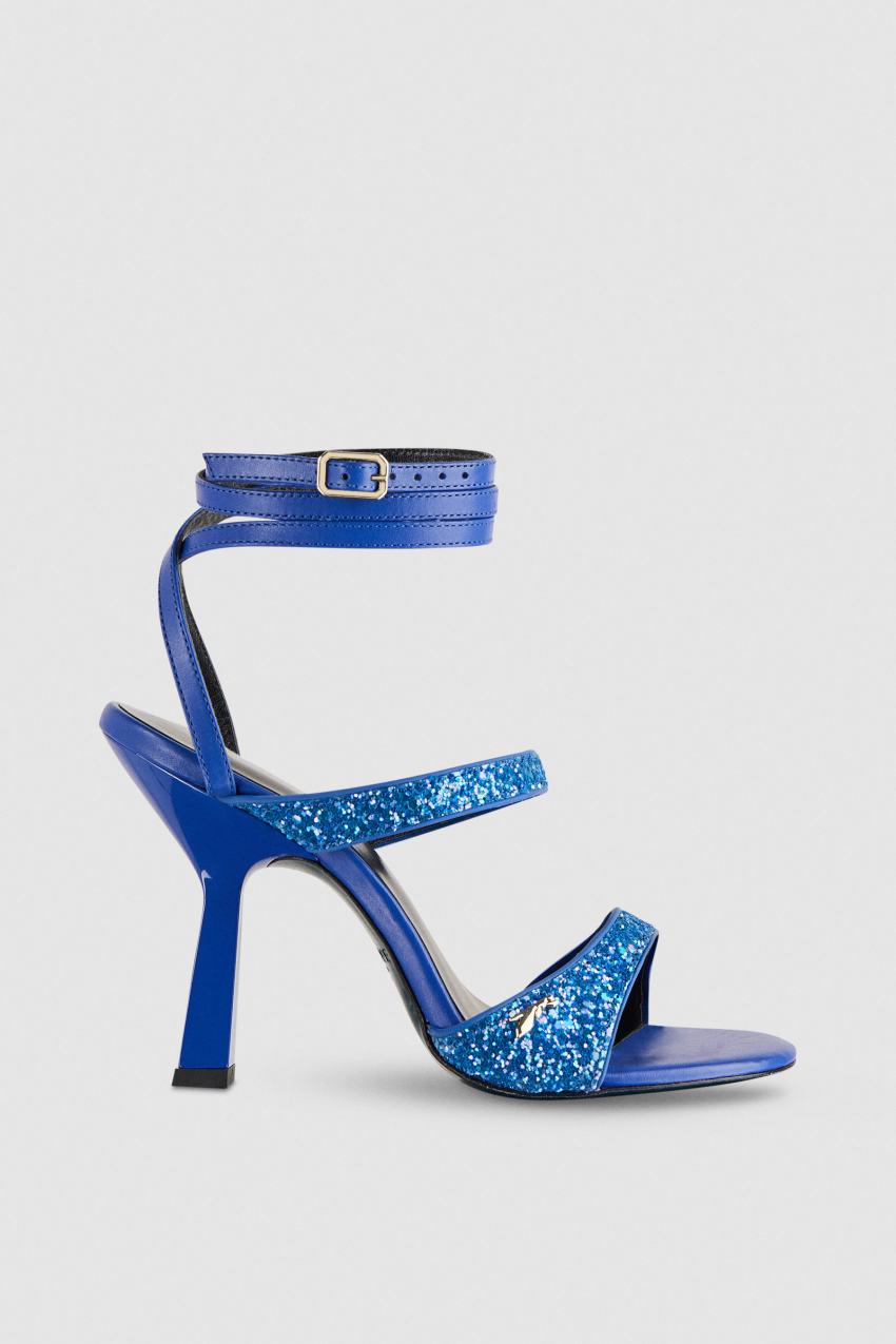 Patrizia Pepe Glitter-coated Fabric Heeled Sandal Sininen | HIT907618