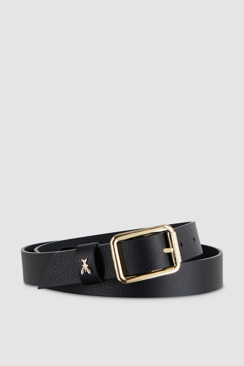 Patrizia Pepe Hammered Leather Low-waist Belt Mustat | POM217580