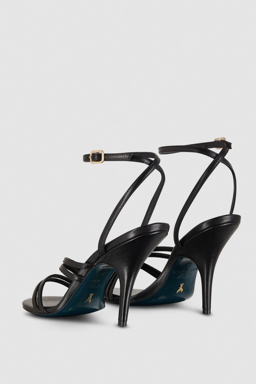 Patrizia Pepe Heeled Leather Sandals Mustat | IEJ392680