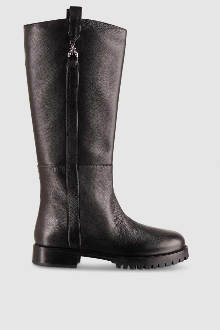 Patrizia Pepe High Nappa Leather Boots With Zipper Mustat | MLJ814295