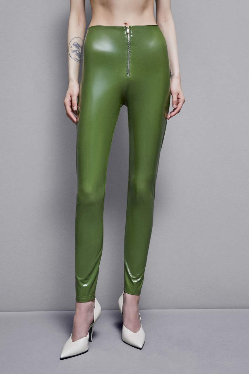 Patrizia Pepe High-waisted Faux Leather Leggings Vihreä | GMS958013