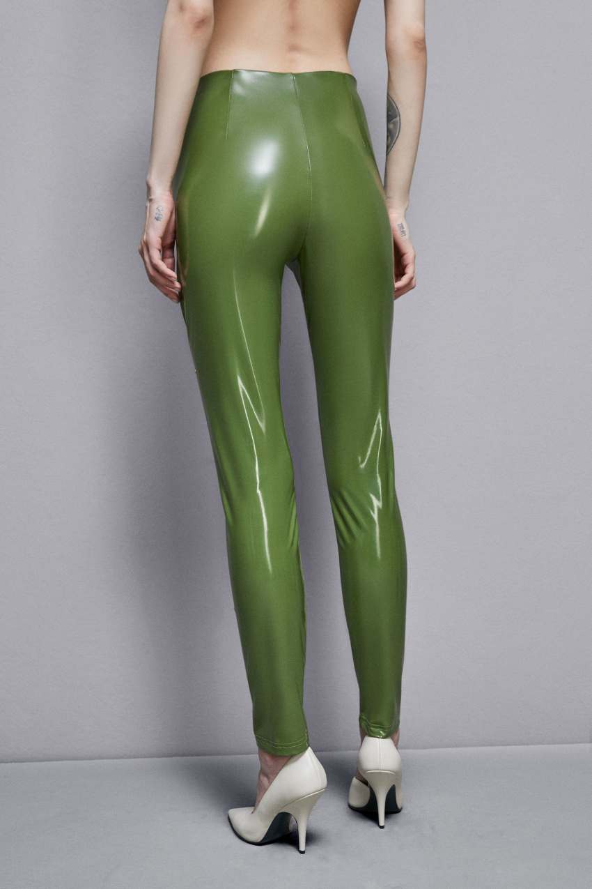 Patrizia Pepe High-waisted Faux Leather Leggings Vihreä | GMS958013