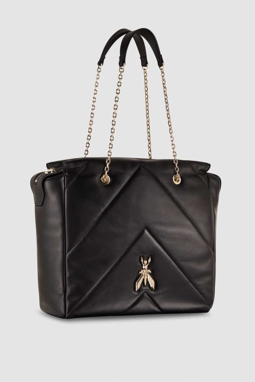 Patrizia Pepe Leather Bucket Bag With Zipper Mustat | FPQ057619