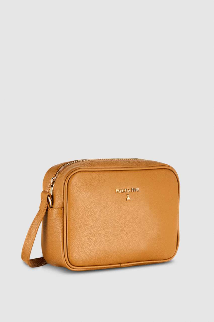 Patrizia Pepe Leather Camera Bag With Inside Pocket Ruskea | CYI875436