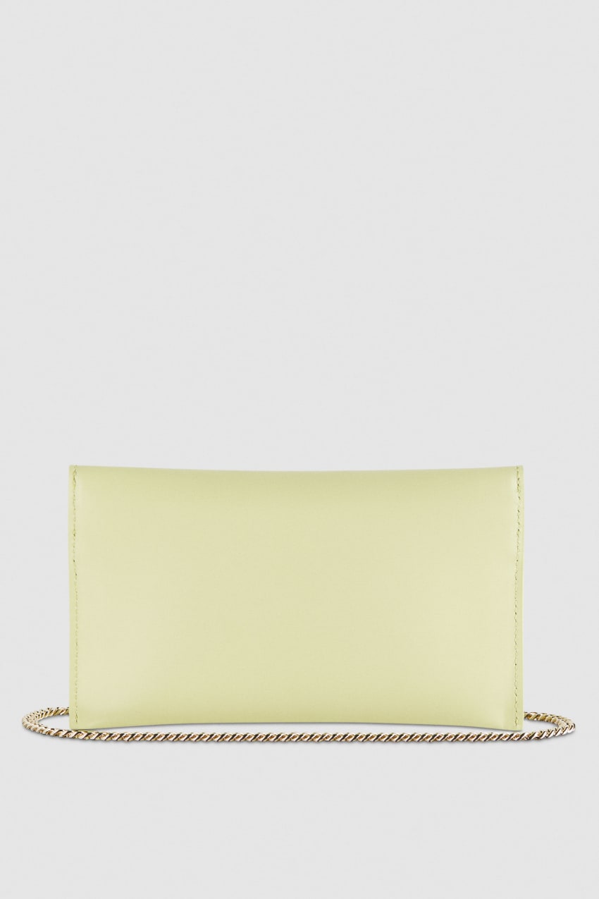 Patrizia Pepe Leather Clutch Bag With Chain Shoulder Strap Keltainen | YVM471092