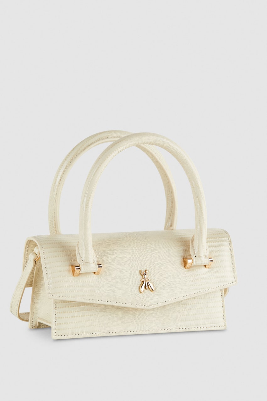 Patrizia Pepe Leather Shoulder Bag With Tejus Print Beige | DWU413680