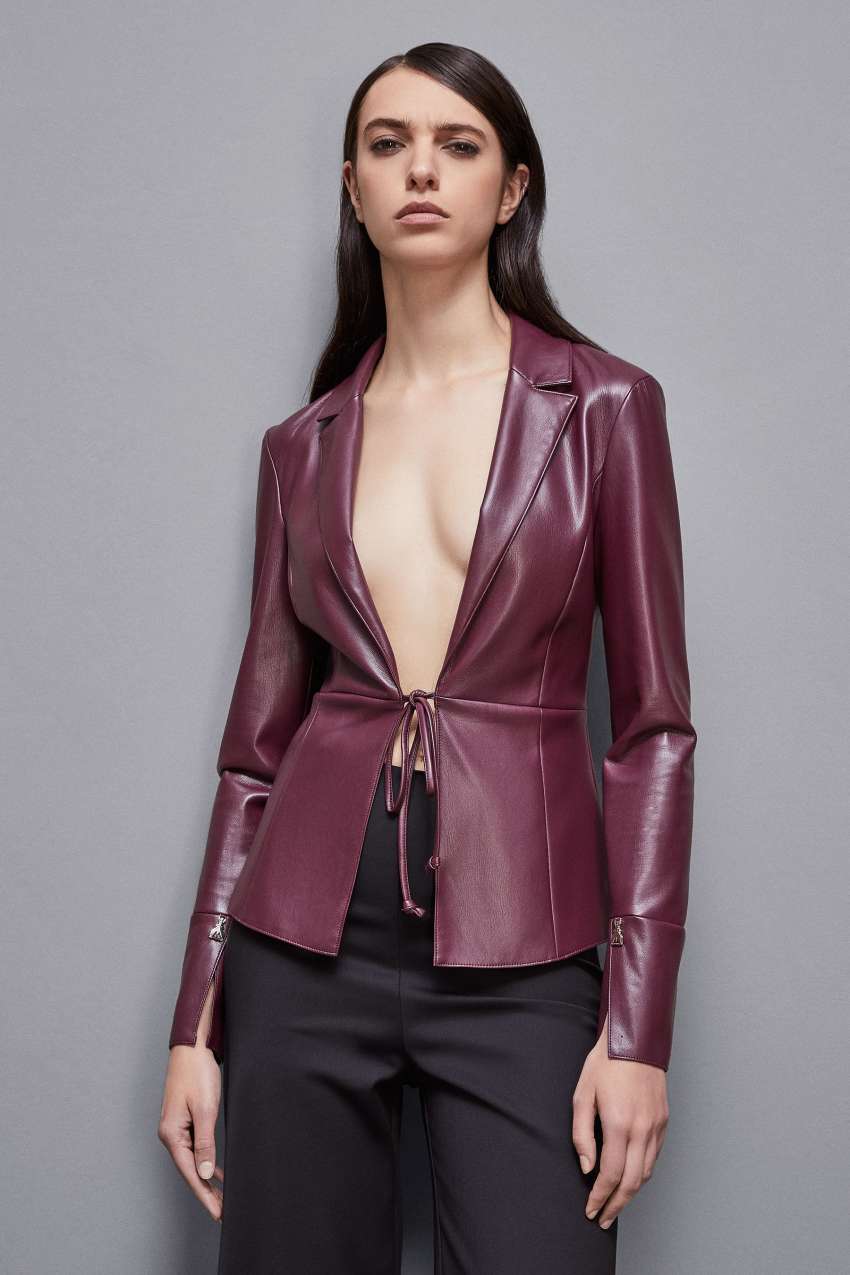 Patrizia Pepe Leather-effect Overshirt Jacket Violetit | COM625379