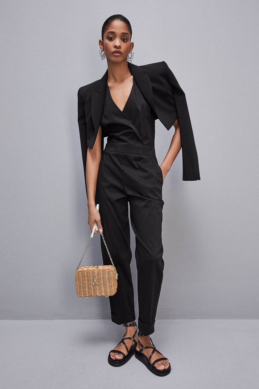 Patrizia Pepe Long Jumpsuit In Stretch Cotton-blend Poplin Mustat | BGS703951