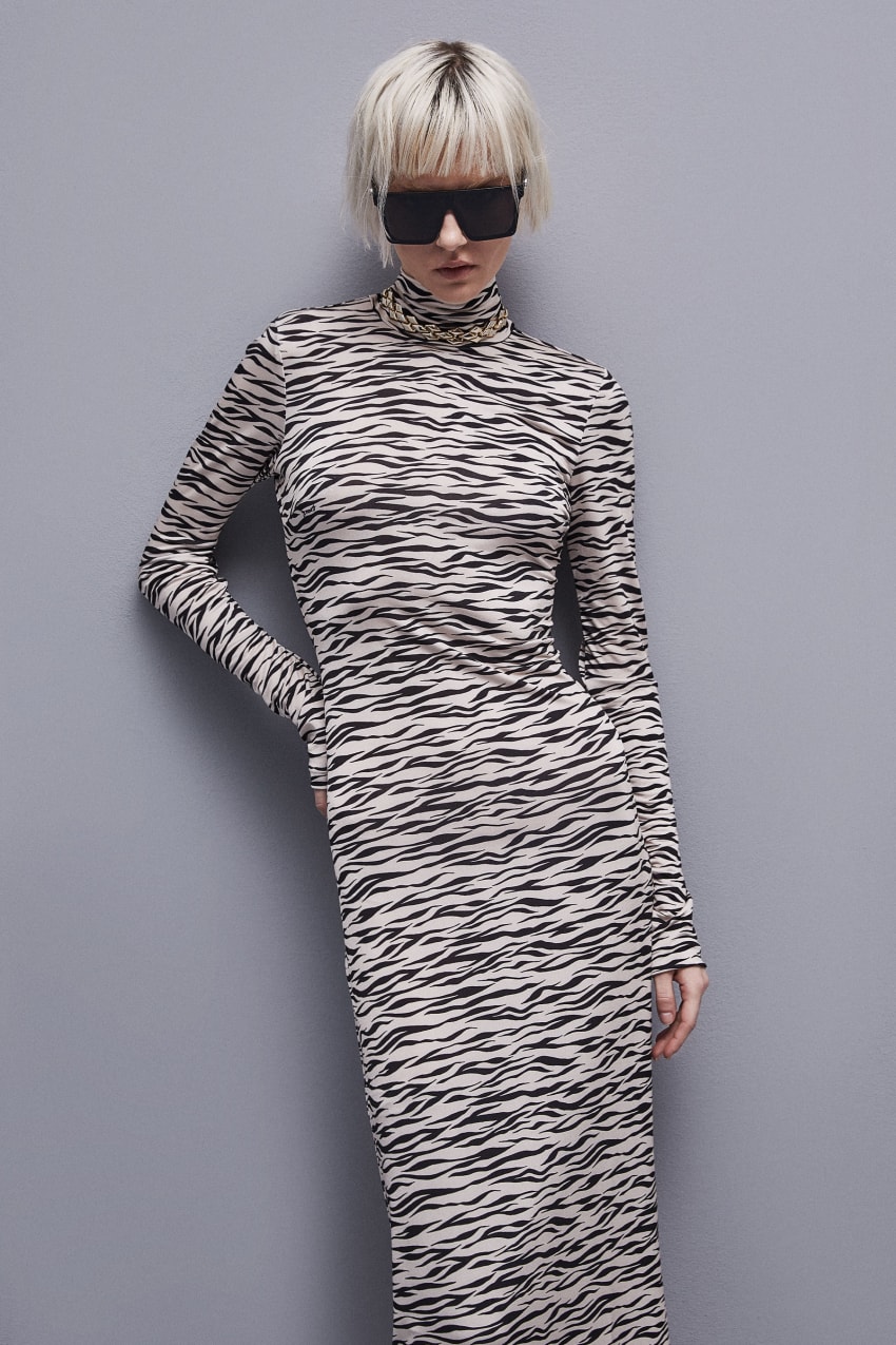 Patrizia Pepe Long Slim Fit Dress Animalier | FTL052491