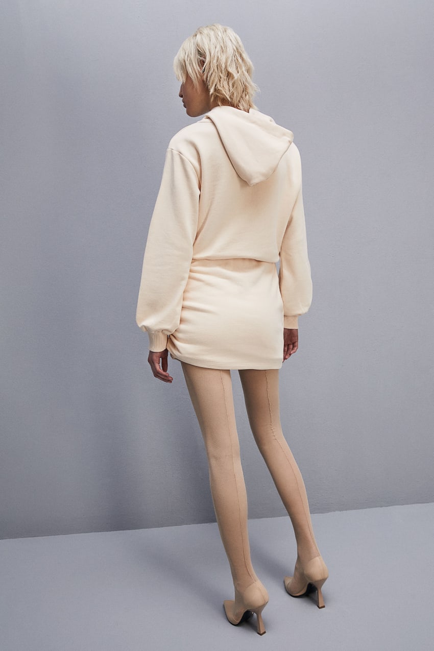 Patrizia Pepe Long-sleeved Fleece Dress Beige | QHS632809