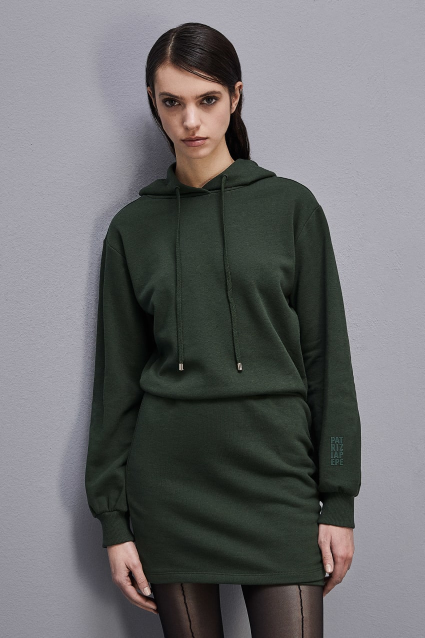 Patrizia Pepe Long-sleeved Fleece Dress Vihreä | XCQ390827