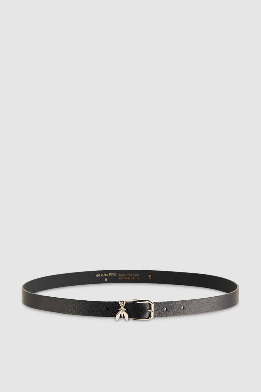 Patrizia Pepe Low-waist Hammered Leather Belt Mustat | HZM260745