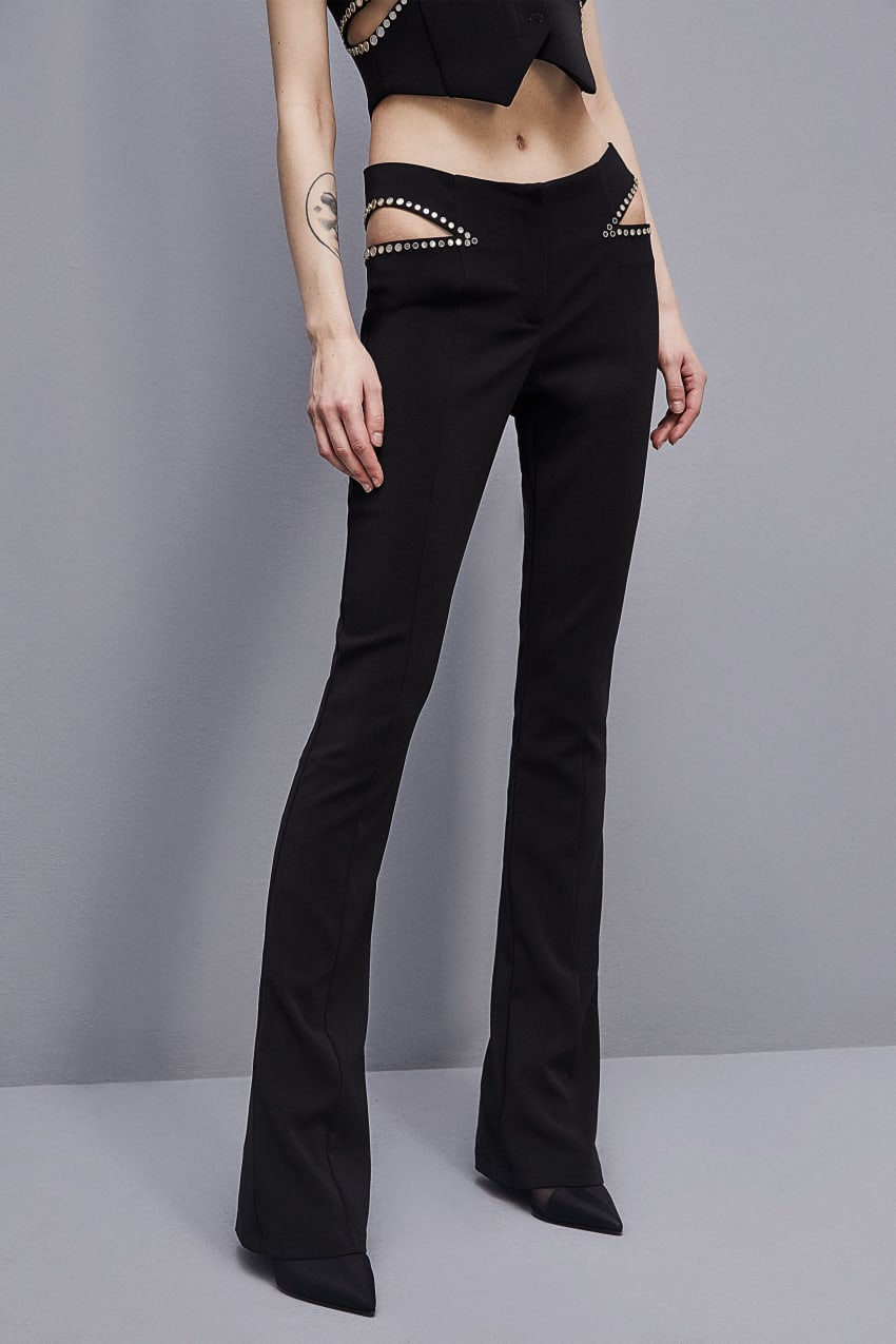 Patrizia Pepe Low-waisted Crepe Pants Mustat | BOK462137