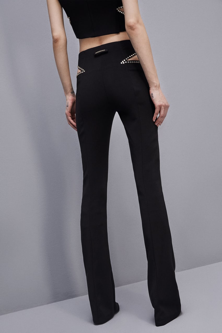 Patrizia Pepe Low-waisted Crepe Pants Mustat | BOK462137