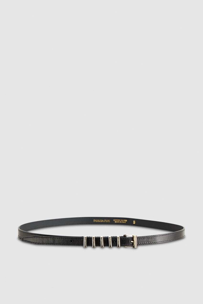 Patrizia Pepe Low-waisted Leather Belt Mustat | WMI378405