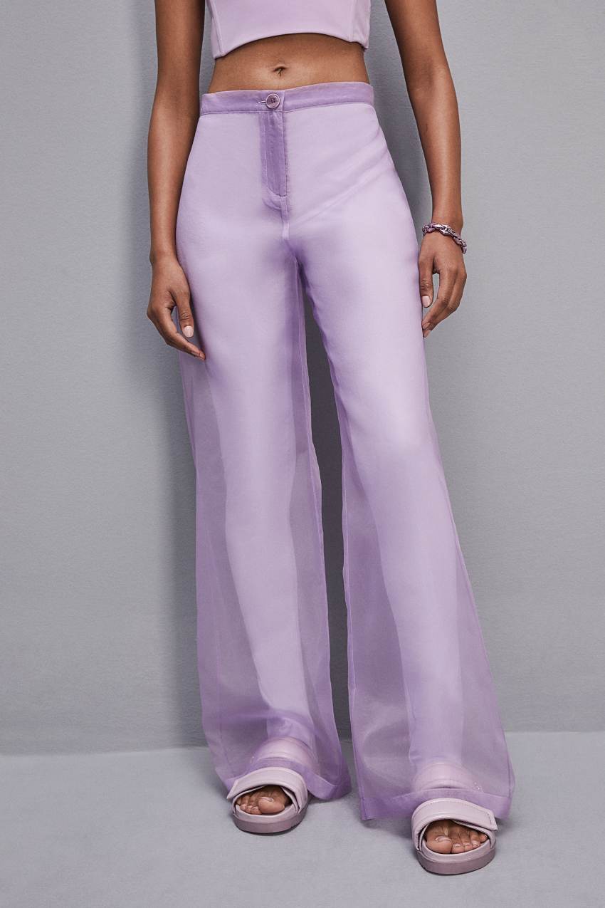 Patrizia Pepe Low-waisted Palazzo Fit Pants In Jersey Violetit | FEA816472