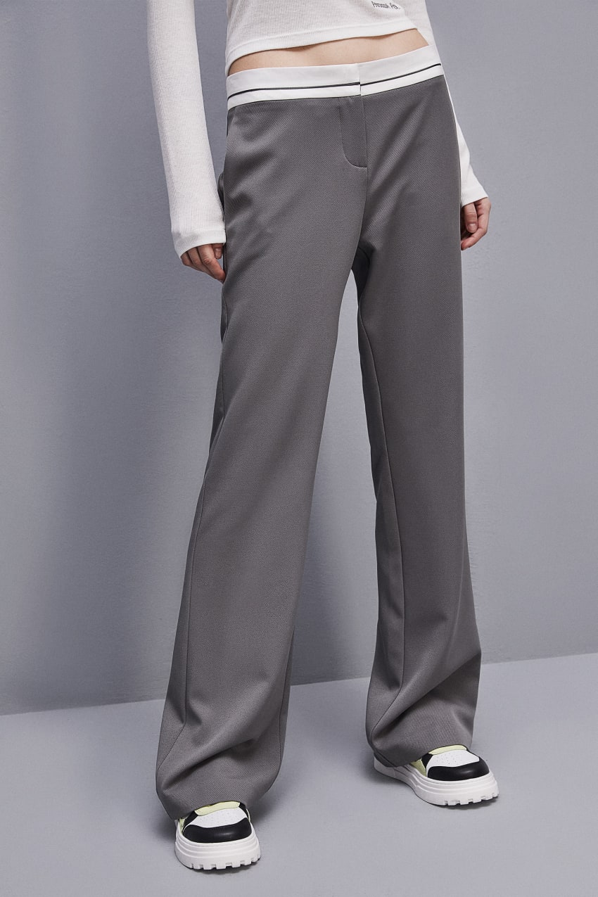 Patrizia Pepe Low-waisted Pants In Comfort Fabric Harmaat | TIJ148209