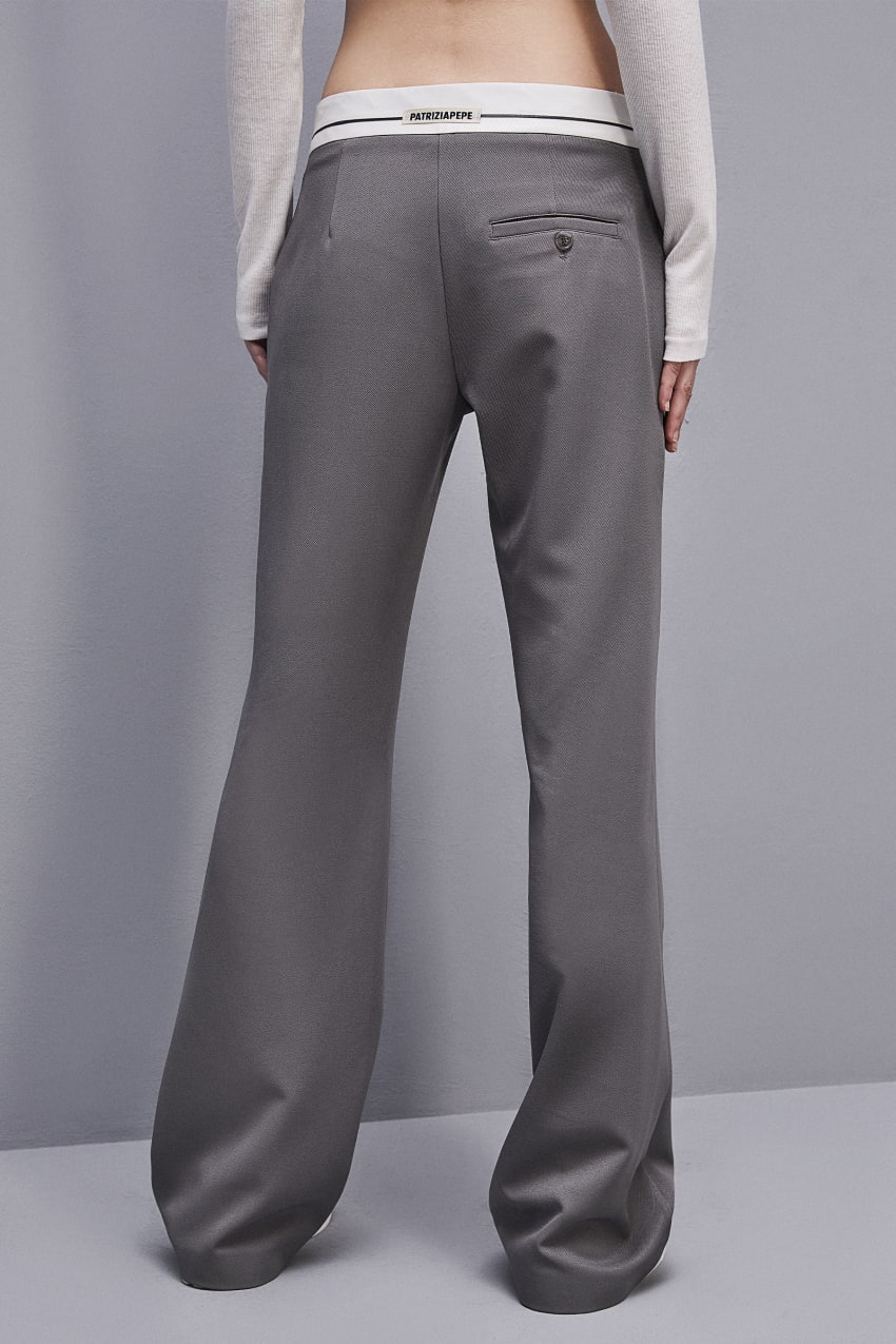 Patrizia Pepe Low-waisted Pants In Comfort Fabric Harmaat | TIJ148209