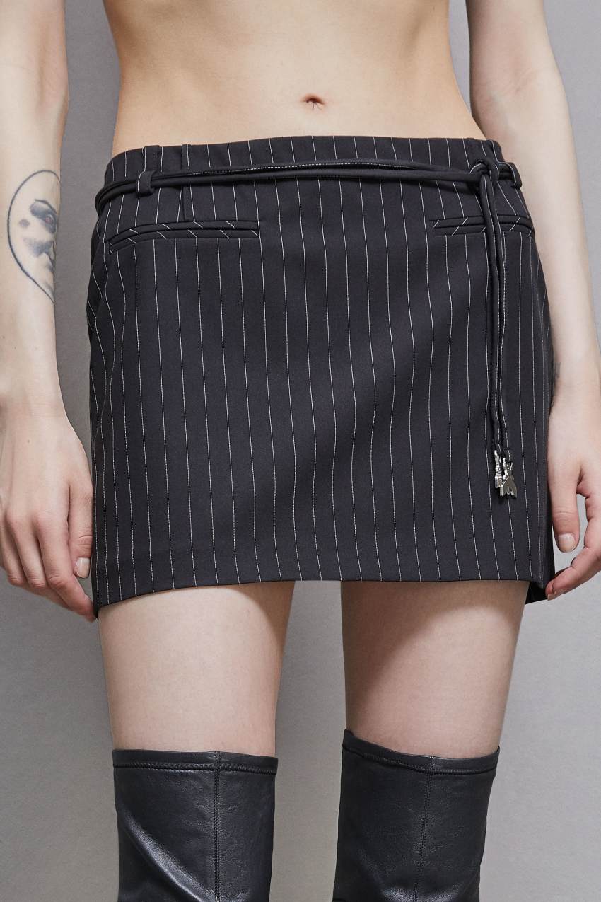 Patrizia Pepe Low-waisted Pinstripe Miniskirt Mustat | BRW407298