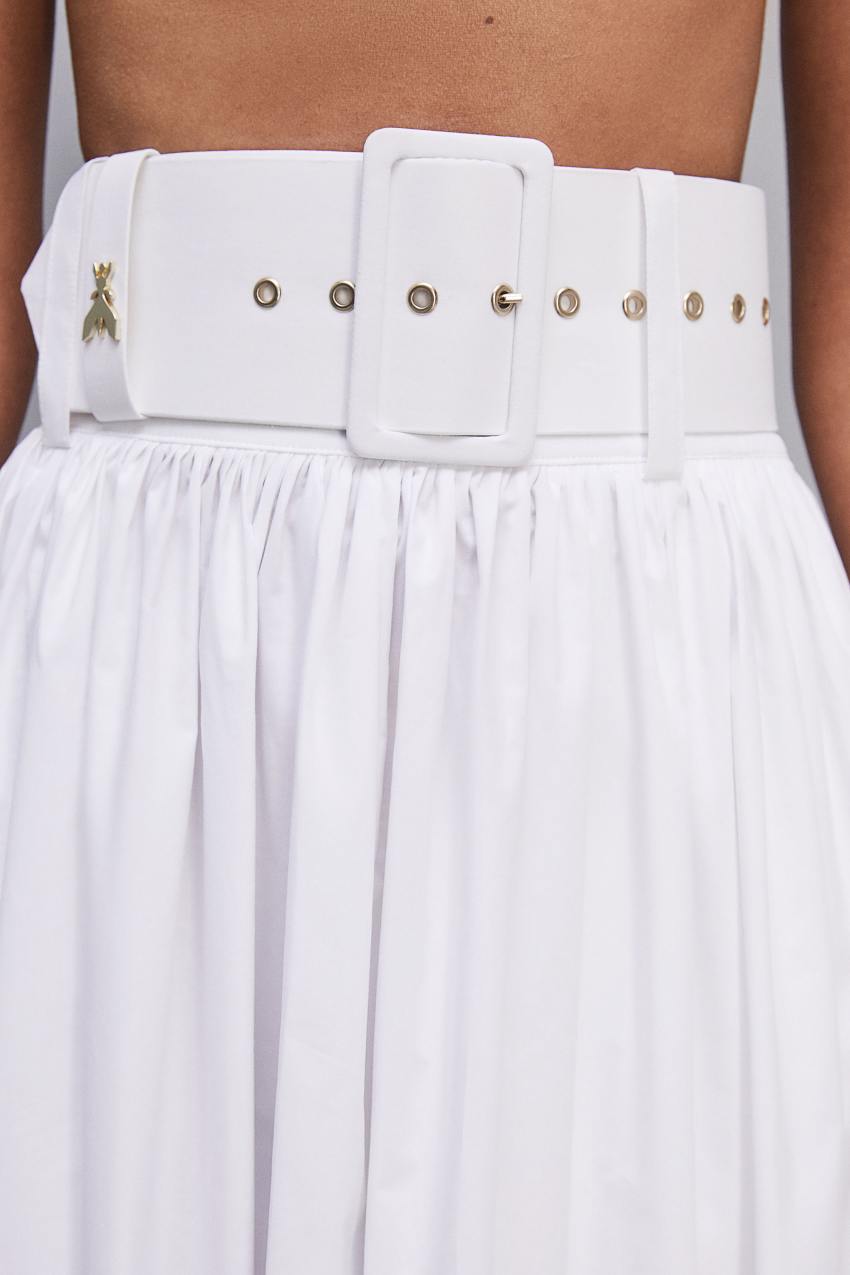 Patrizia Pepe Midi Flared Skirt With Belt Valkoinen | GXD137645