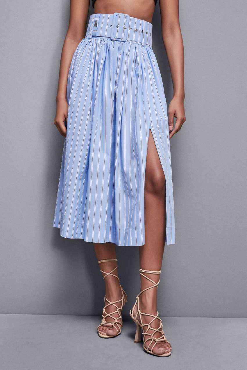 Patrizia Pepe Midi Flared Skirt With Belt Vaaleansininen | ESU635208