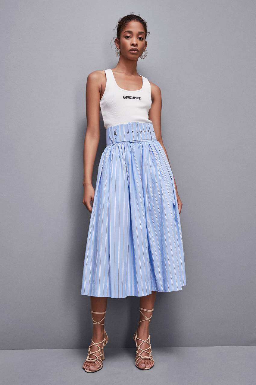 Patrizia Pepe Midi Flared Skirt With Belt Vaaleansininen | ESU635208