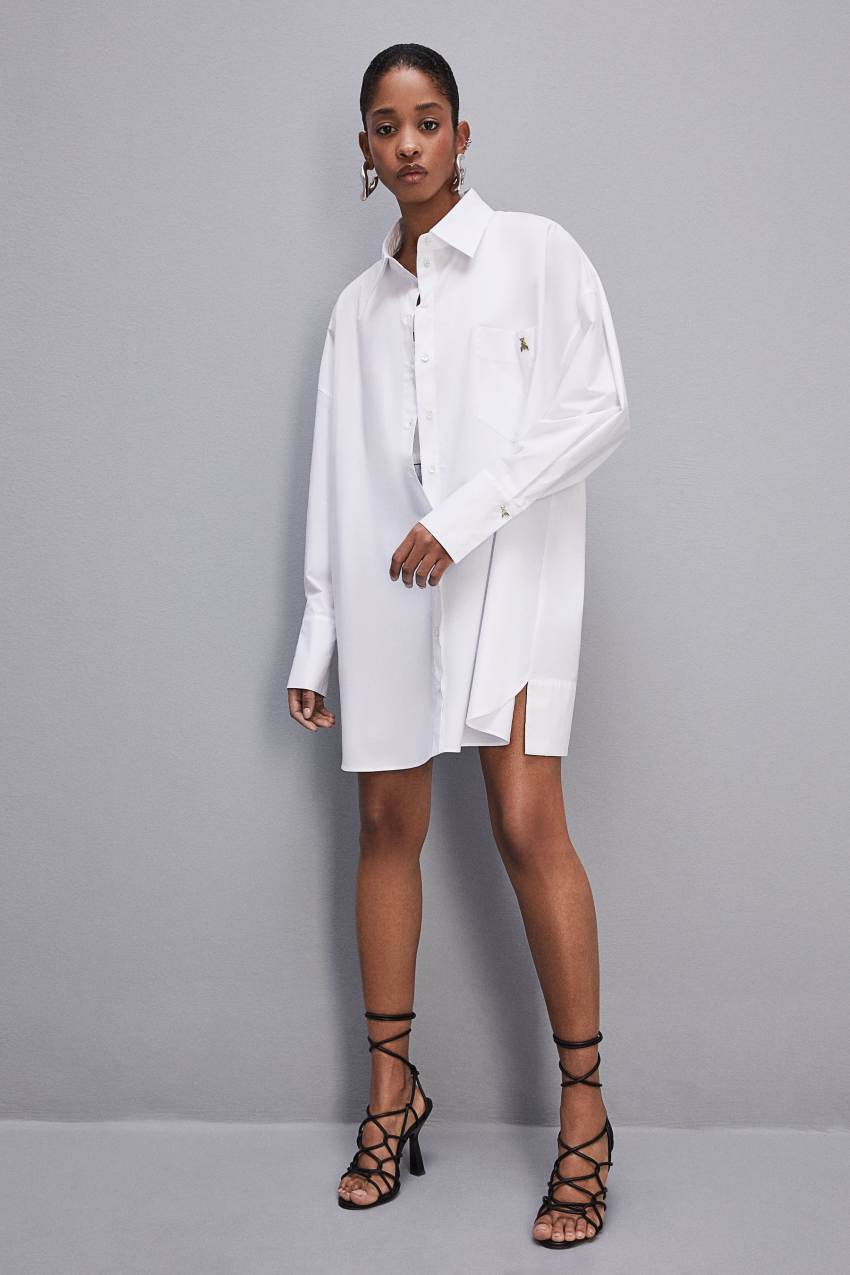 Patrizia Pepe Mini Over Shirt Dress Valkoinen | RXQ853146