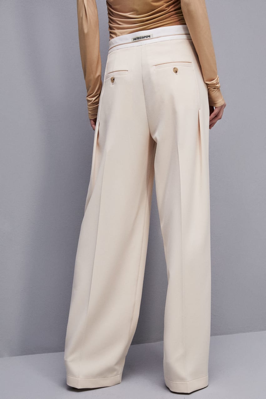 Patrizia Pepe Palazzo Pants In Technical Fabric Beige | ZJX691284