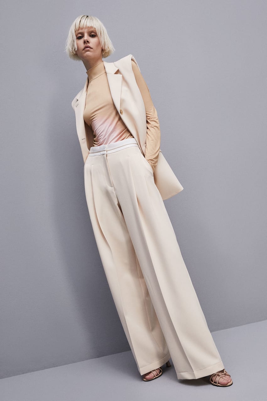 Patrizia Pepe Palazzo Pants In Technical Fabric Beige | ZJX691284