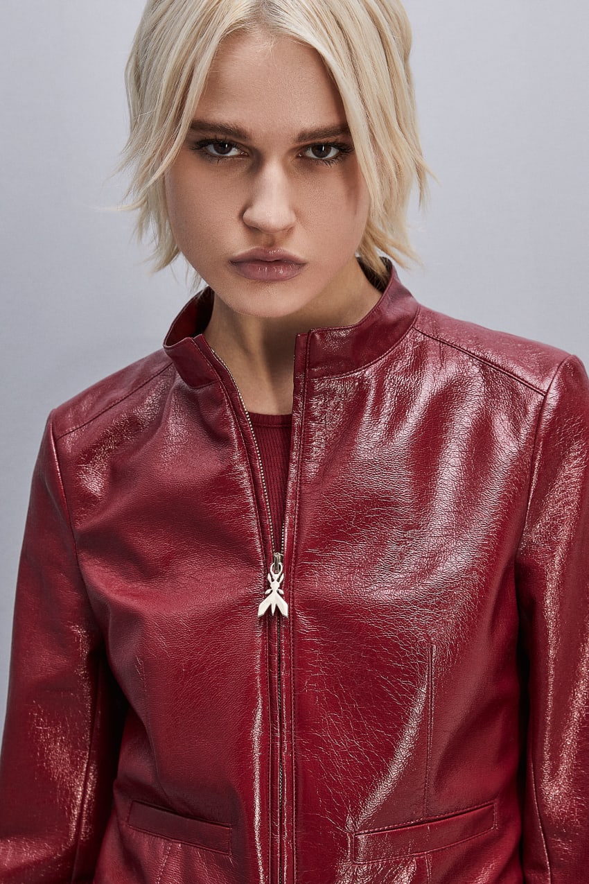 Patrizia Pepe Patent Leather Slim Biker Jacket Punainen | DRG827316