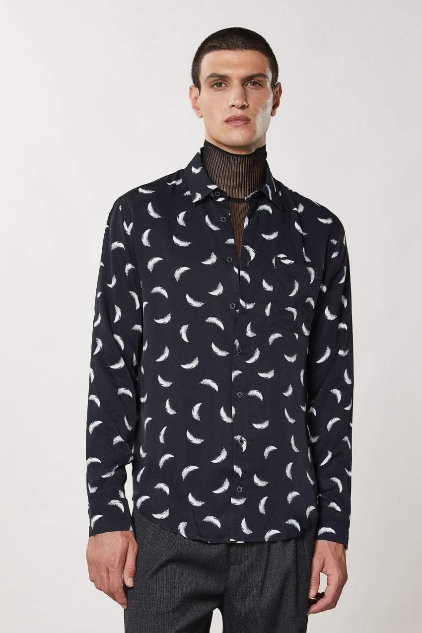 Patrizia Pepe Patterned Shirt With Breast Pocket Mustat | JBU063579