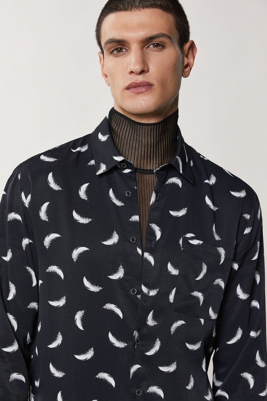 Patrizia Pepe Patterned Shirt With Breast Pocket Mustat | JBU063579