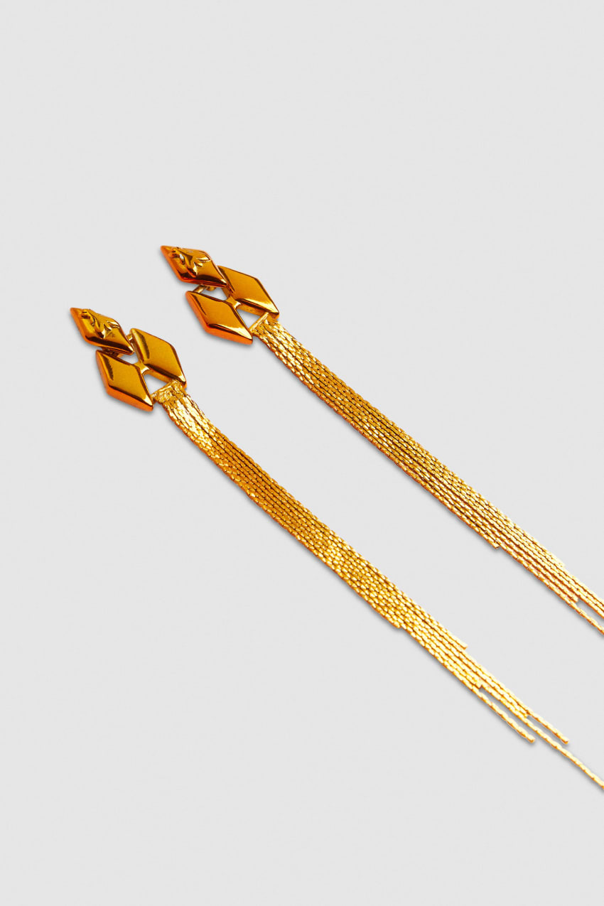 Patrizia Pepe Pendant Earrings With Micro Fly Links And Metal Fringing Oranssi | DZB869510